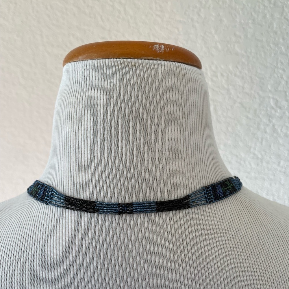 Antique 1920s Flapper Art Deco‎ Micro Beaded Necklace with Butterfly - Picture 5 of 10